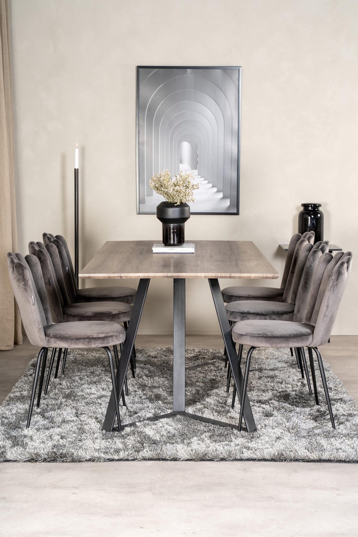 Marina Esszimmerset Limham 180cm/6St. in Schwarzgrau präsentiert im Onlineshop von KAQTU Design AG. Esszimmerset ist von Venture Home