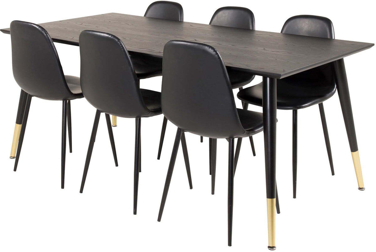 Dipp Esszimmerset + Polar Mat 180cm/6St. in Schwarz präsentiert im Onlineshop von KAQTU Design AG. Esszimmerset ist von Venture Home