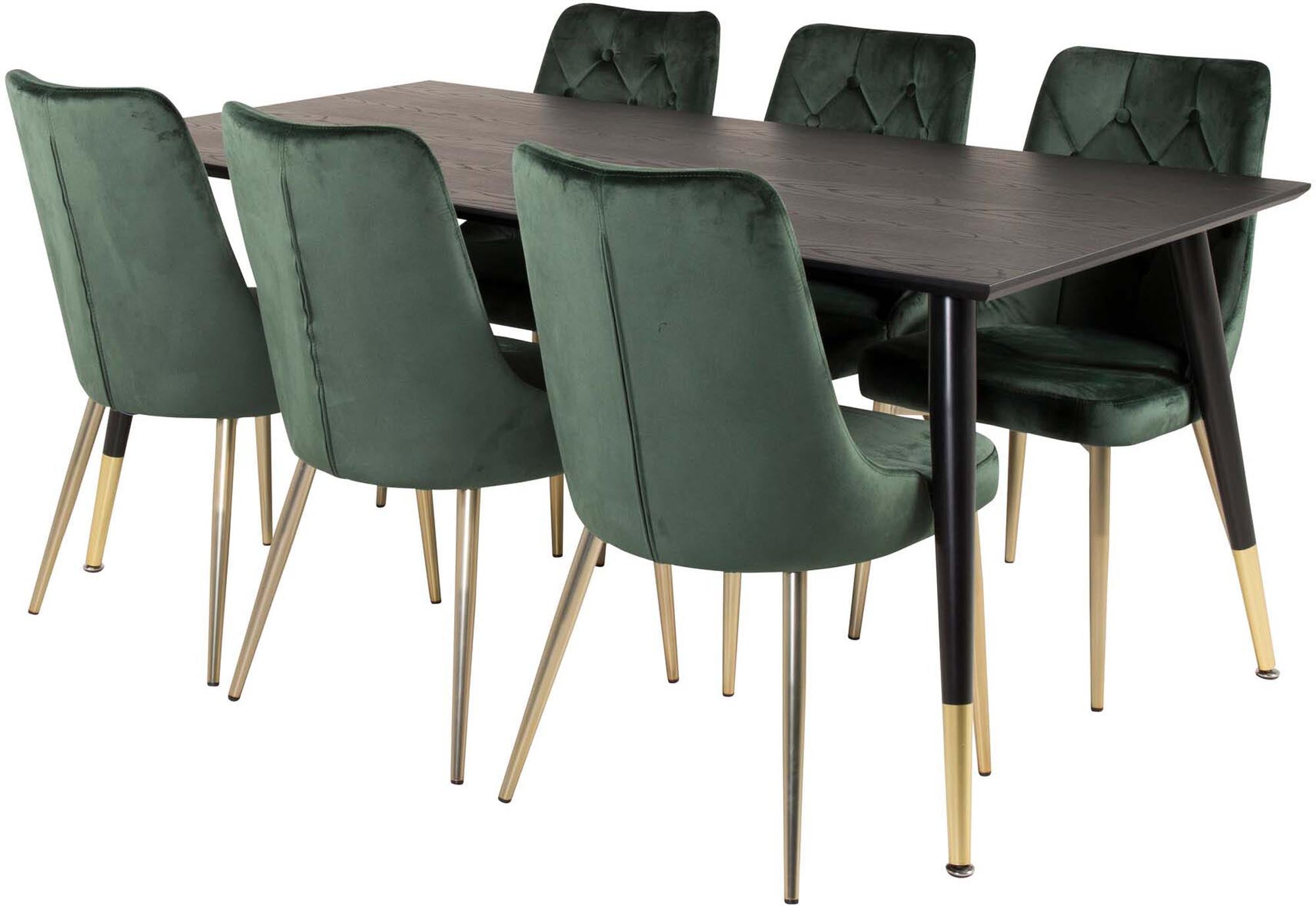 Elegantes Dipp Esszimmerset 180cm mit 6 edlen Velvet Stühlen.