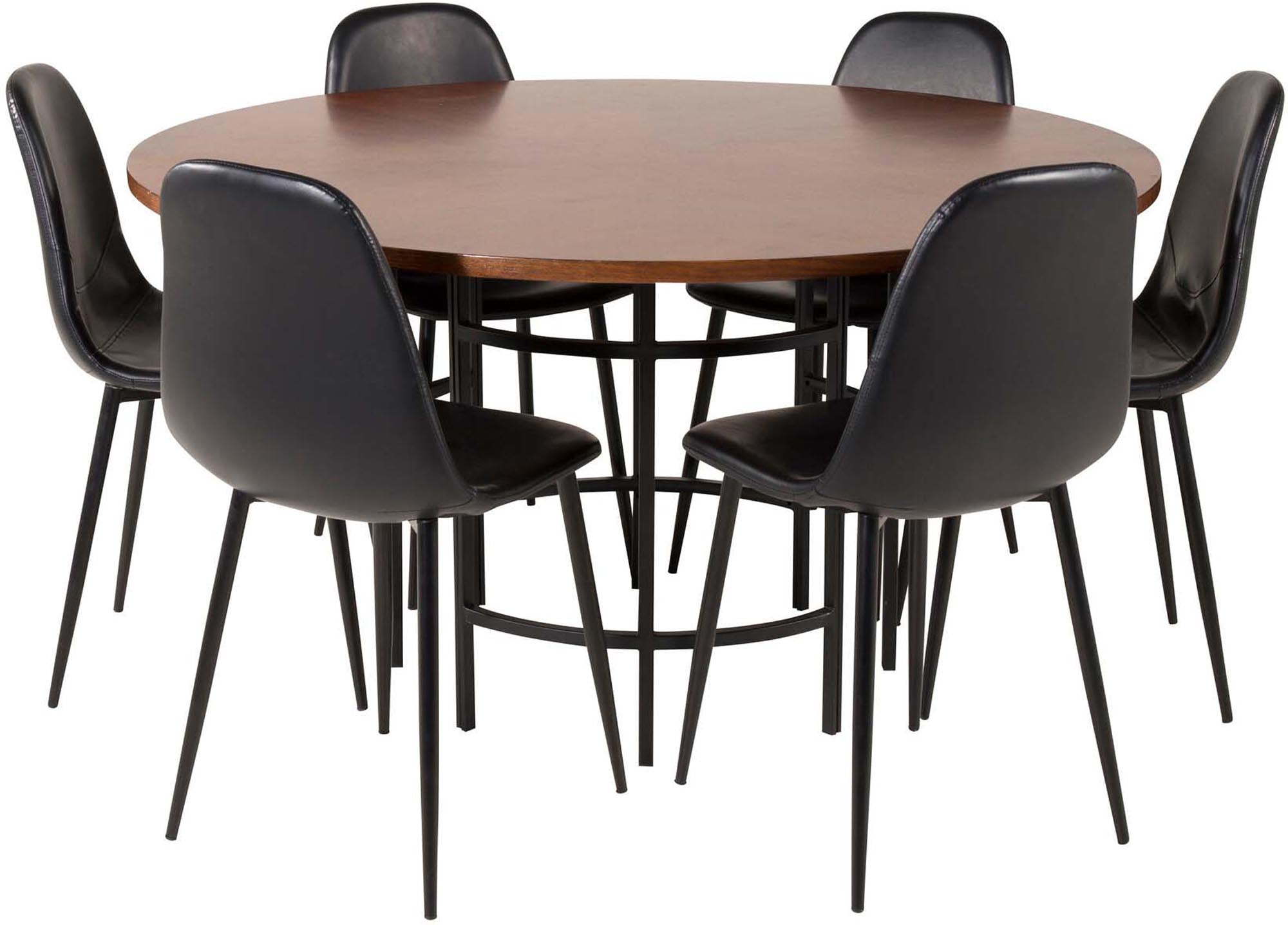 Esszimmerset Copenhagen + Polar ⌀140cm/6St. in Schwarz präsentiert im Onlineshop von KAQTU Design AG. Esszimmerset ist von Venture Home