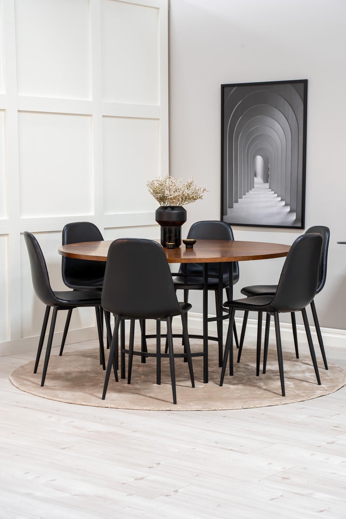 Esszimmerset Copenhagen + Polar ⌀140cm/6St. in Schwarz präsentiert im Onlineshop von KAQTU Design AG. Esszimmerset ist von Venture Home