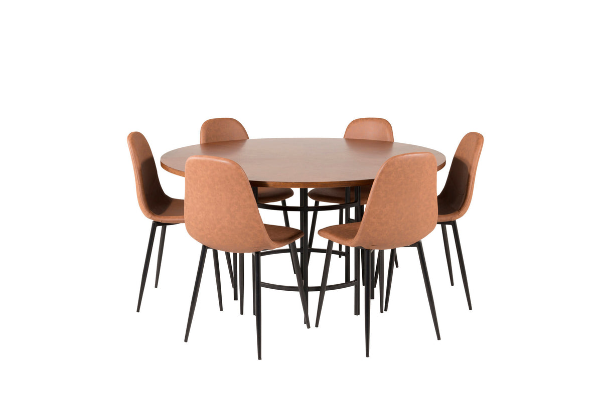 Esszimmerset Copenhagen + Polar ⌀140cm/6St. in Schwarz Braun präsentiert im Onlineshop von KAQTU Design AG. Esszimmerset ist von Venture Home