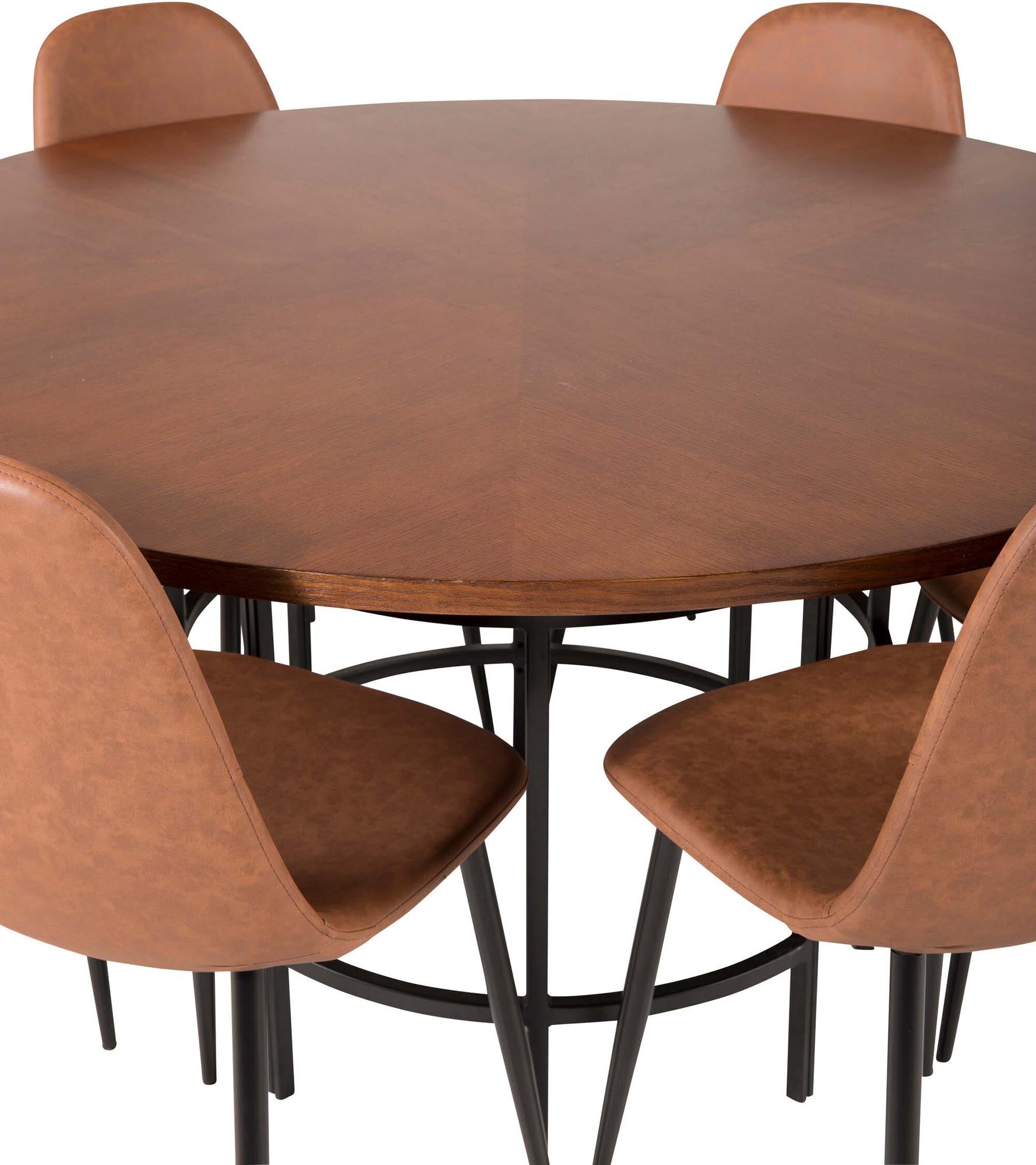 Elegantes Esszimmerset mit 140 cm Tisch und luxuriösen Samtstühlen für gesellige Abende und einladende Atmosphäre.