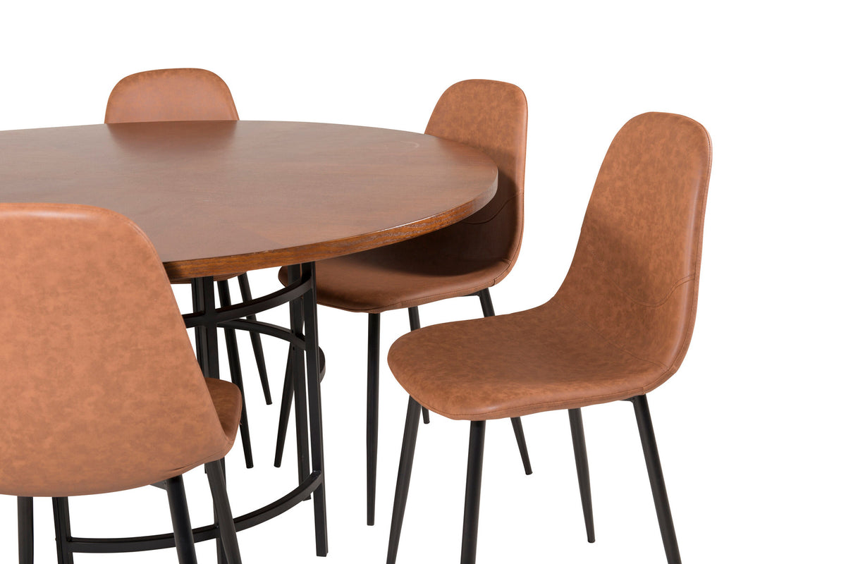 Esszimmerset Copenhagen + Polar ⌀140cm/6St. in Schwarz Braun präsentiert im Onlineshop von KAQTU Design AG. Esszimmerset ist von Venture Home