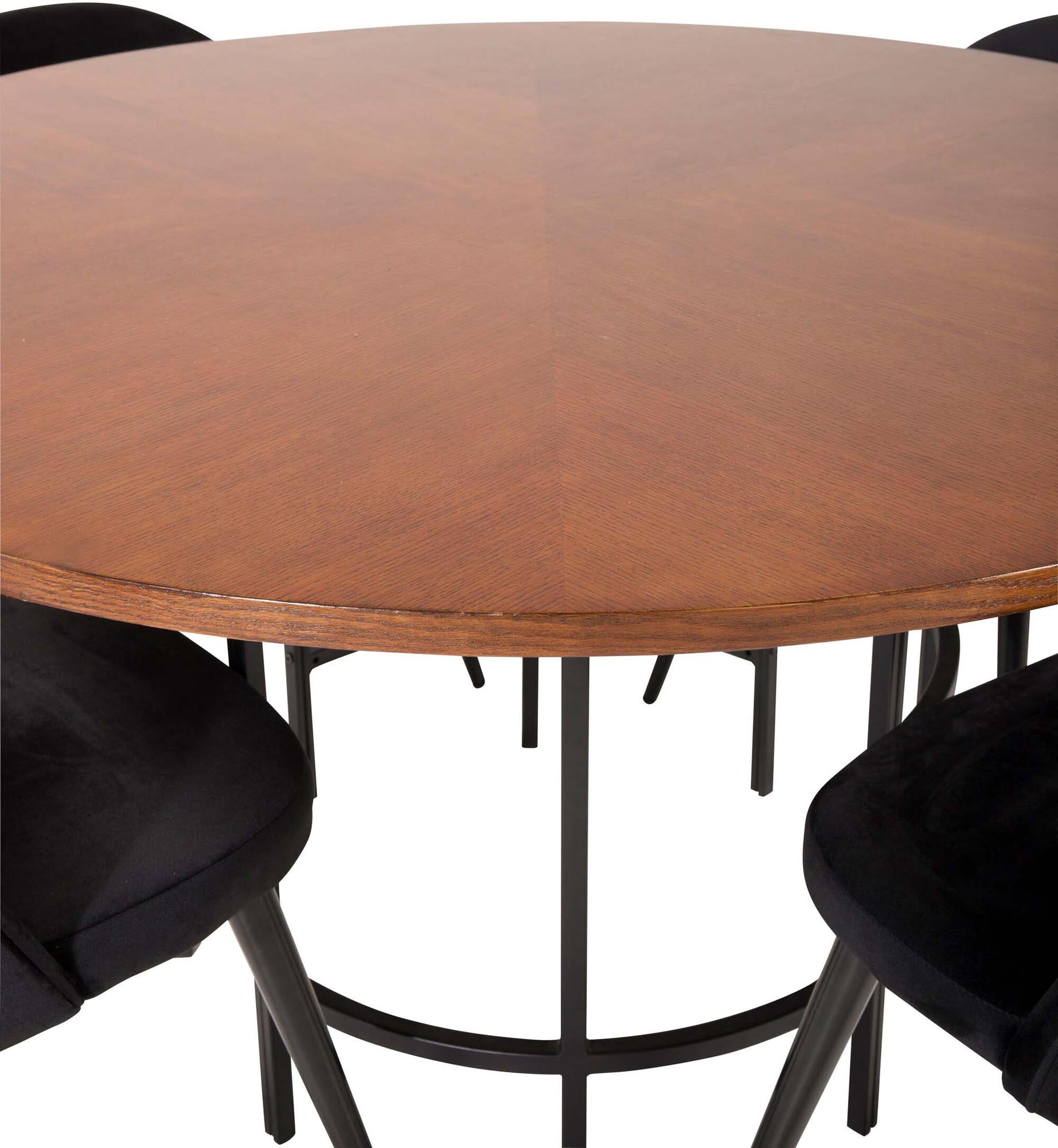 Elegantes Esszimmerset mit 140 cm Tisch und bequemen Velvet-Stühlen. Ideal für gesellige Abende und stilvolle Einrichtung.