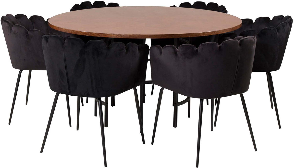 Esszimmerset Copenhagen + Limhamn ⌀140cm/6St. in Braun / Schwarz präsentiert im Onlineshop von KAQTU Design AG. Esszimmerset ist von Venture Home