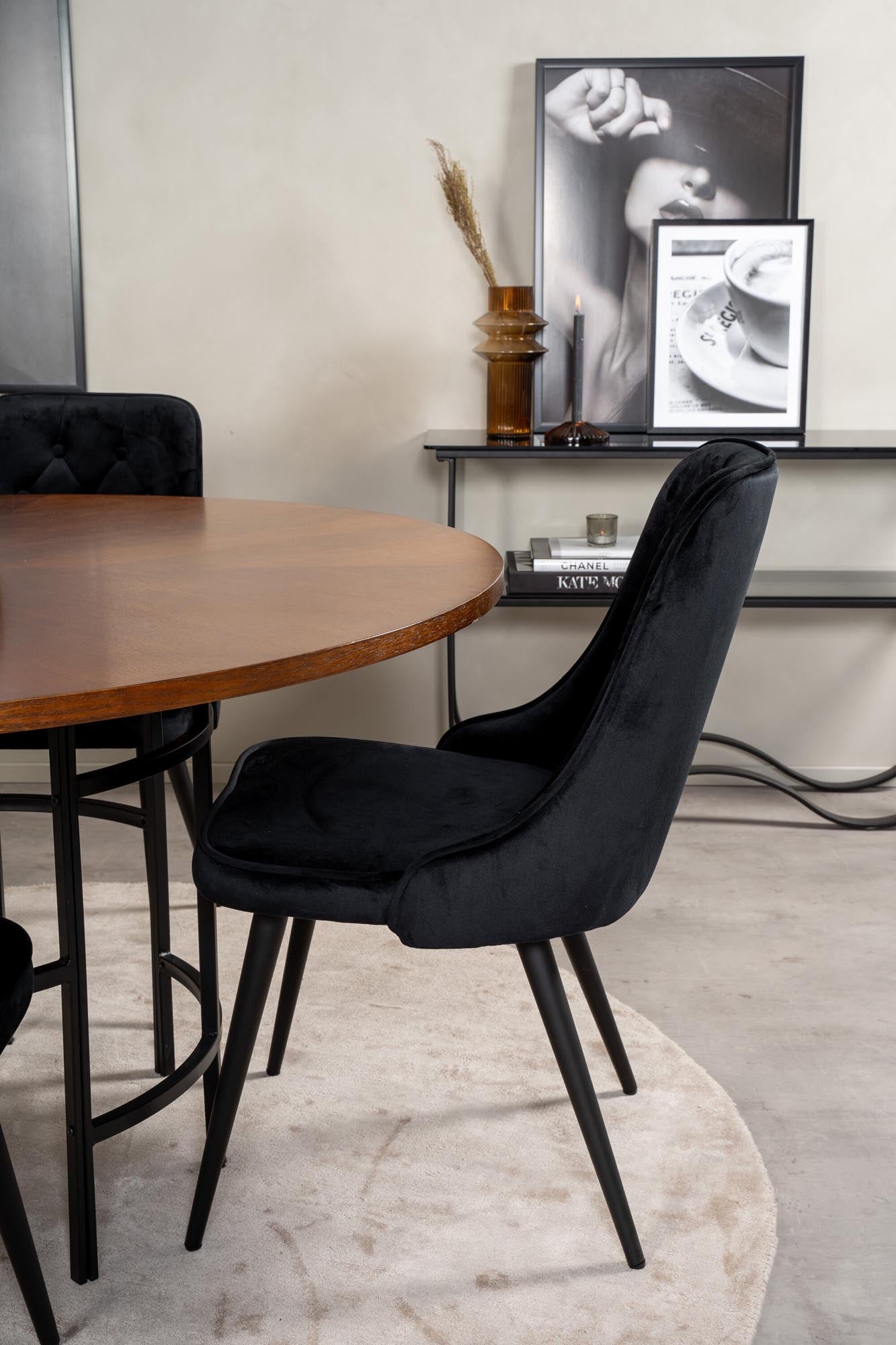 Luxuriöses Esszimmerset Copenhagen mit 4 Velvet Deluxe Stühlen.