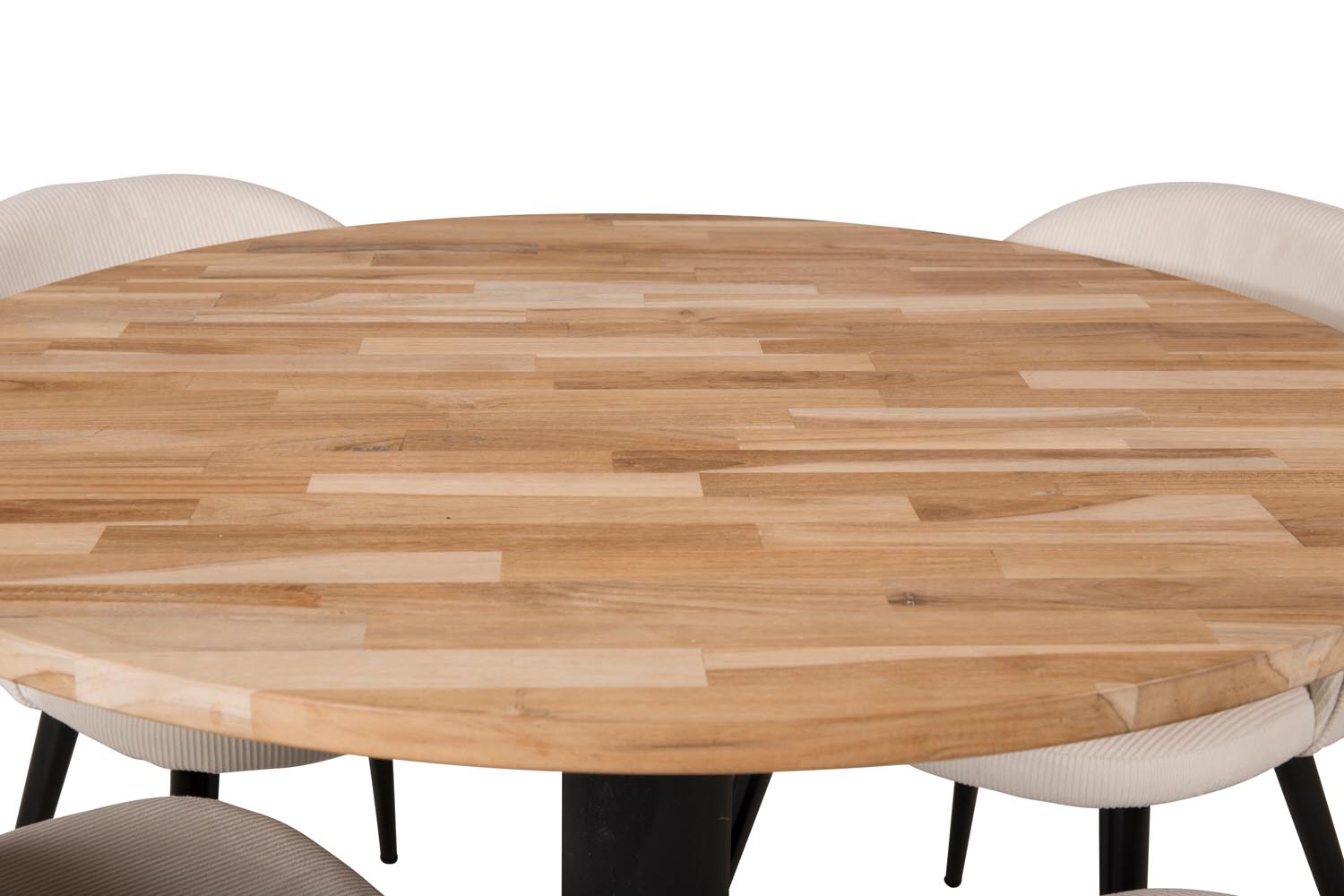 Cirebon Esszimmerset + Velvet ⌀100cm/4St. in Schwarz-Weiss präsentiert im Onlineshop von KAQTU Design AG. Esszimmerset ist von Venture Home