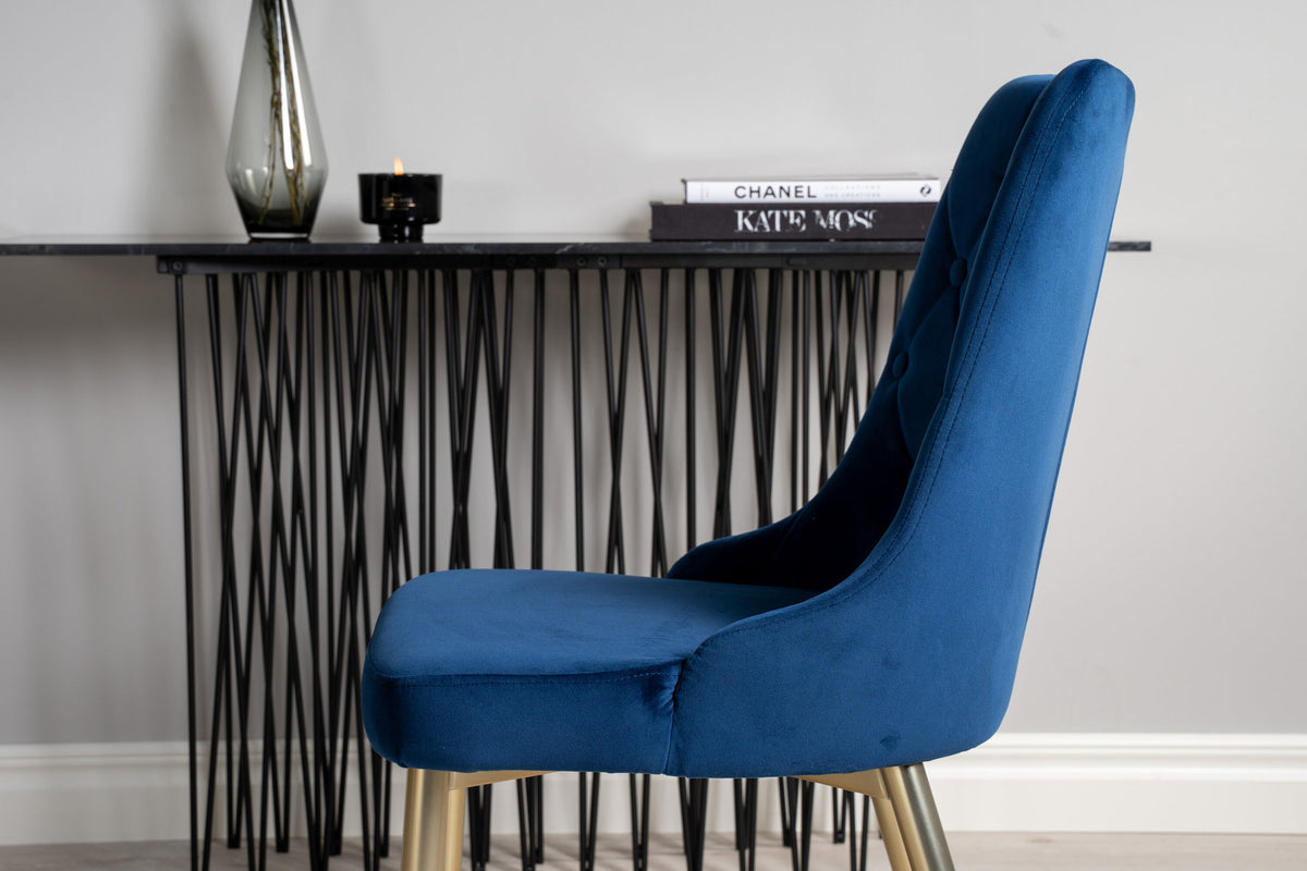 Dipp Esszimmerset + Velvet Deluxe ⌀115cm/4St. in Blau, Gold präsentiert im Onlineshop von KAQTU Design AG. Esszimmerset ist von Venture Home