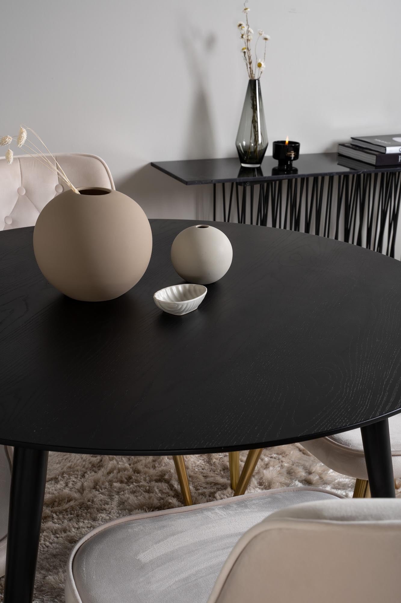 Modernes Dipp Esszimmerset mit 115 cm Tisch und bequemen Velvet-Stühlen. Perfekt für gemütliche Dinner und stilvolle Brunches!