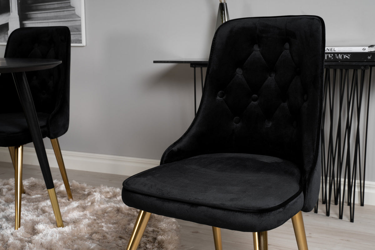 Dipp Esszimmerset + Velvet Deluxe ⌀115cm/4St. in Schwarz / Gold präsentiert im Onlineshop von KAQTU Design AG. Esszimmerset ist von Venture Home