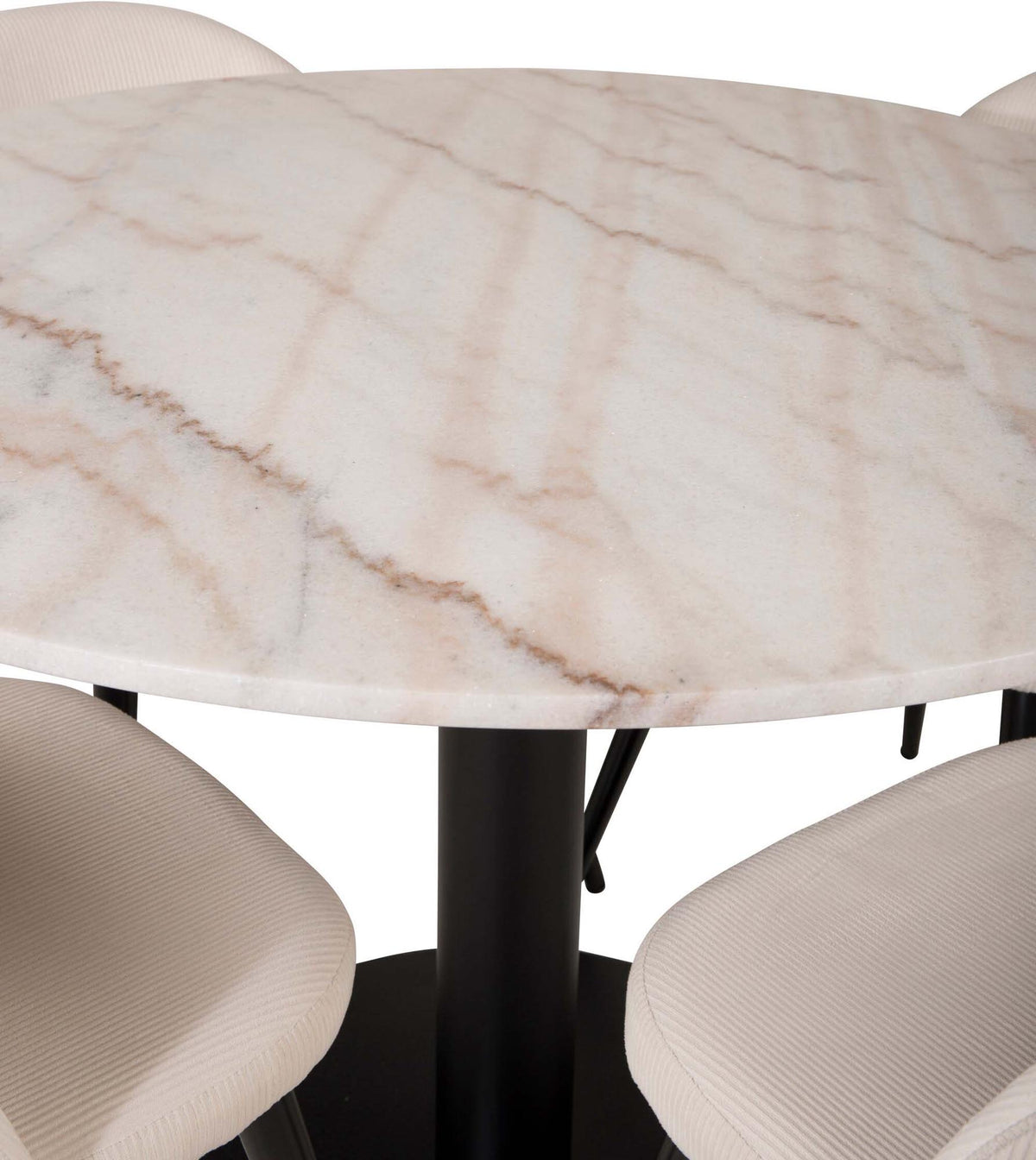 Estelle Esszimmerset + Velvet ⌀106cm in Schwarz-Weiss präsentiert im Onlineshop von KAQTU Design AG. Esszimmerset ist von Venture Home