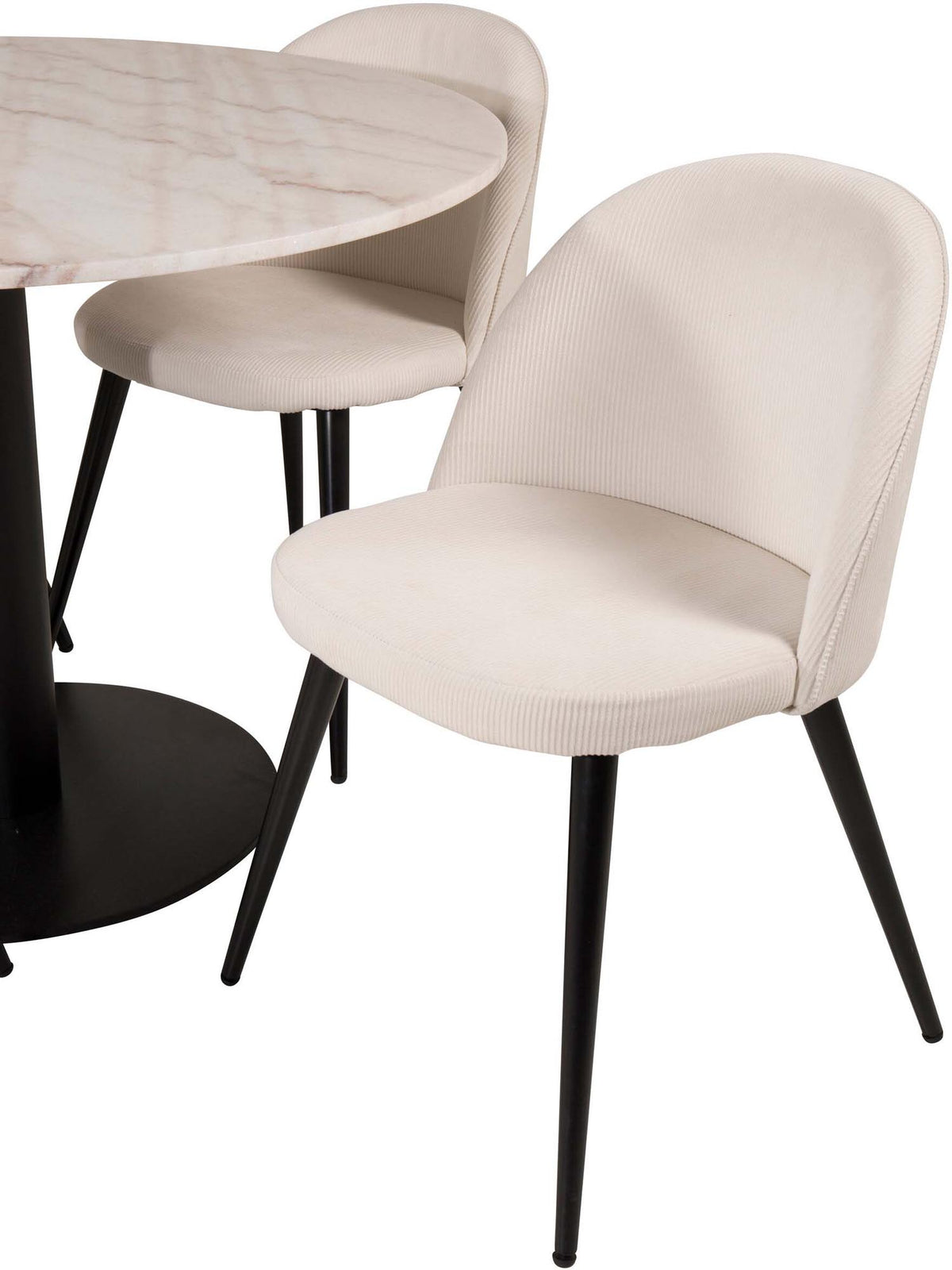 Estelle Esszimmerset + Velvet ⌀106cm in Schwarz-Weiss präsentiert im Onlineshop von KAQTU Design AG. Esszimmerset ist von Venture Home
