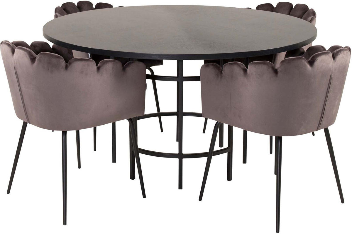 Esszimmerset Copenhagen + Limhamn ⌀140cm/4St. in Schwarzgrau präsentiert im Onlineshop von KAQTU Design AG. Esszimmerset ist von Venture Home
