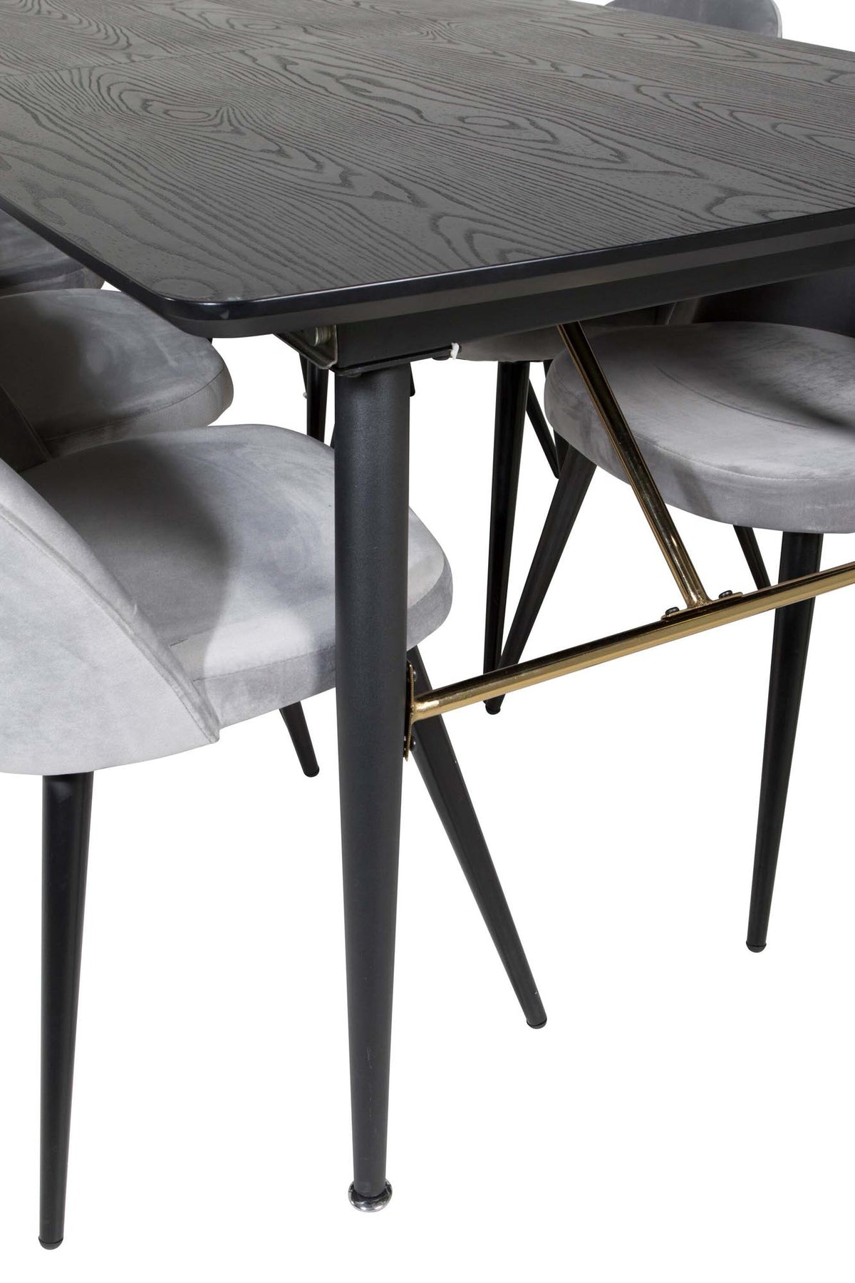 Gold Esszimmerset ausziehbar + Velvet 180cm/6St. in Schwarzgrau präsentiert im Onlineshop von KAQTU Design AG. Esszimmerset ist von Venture Home