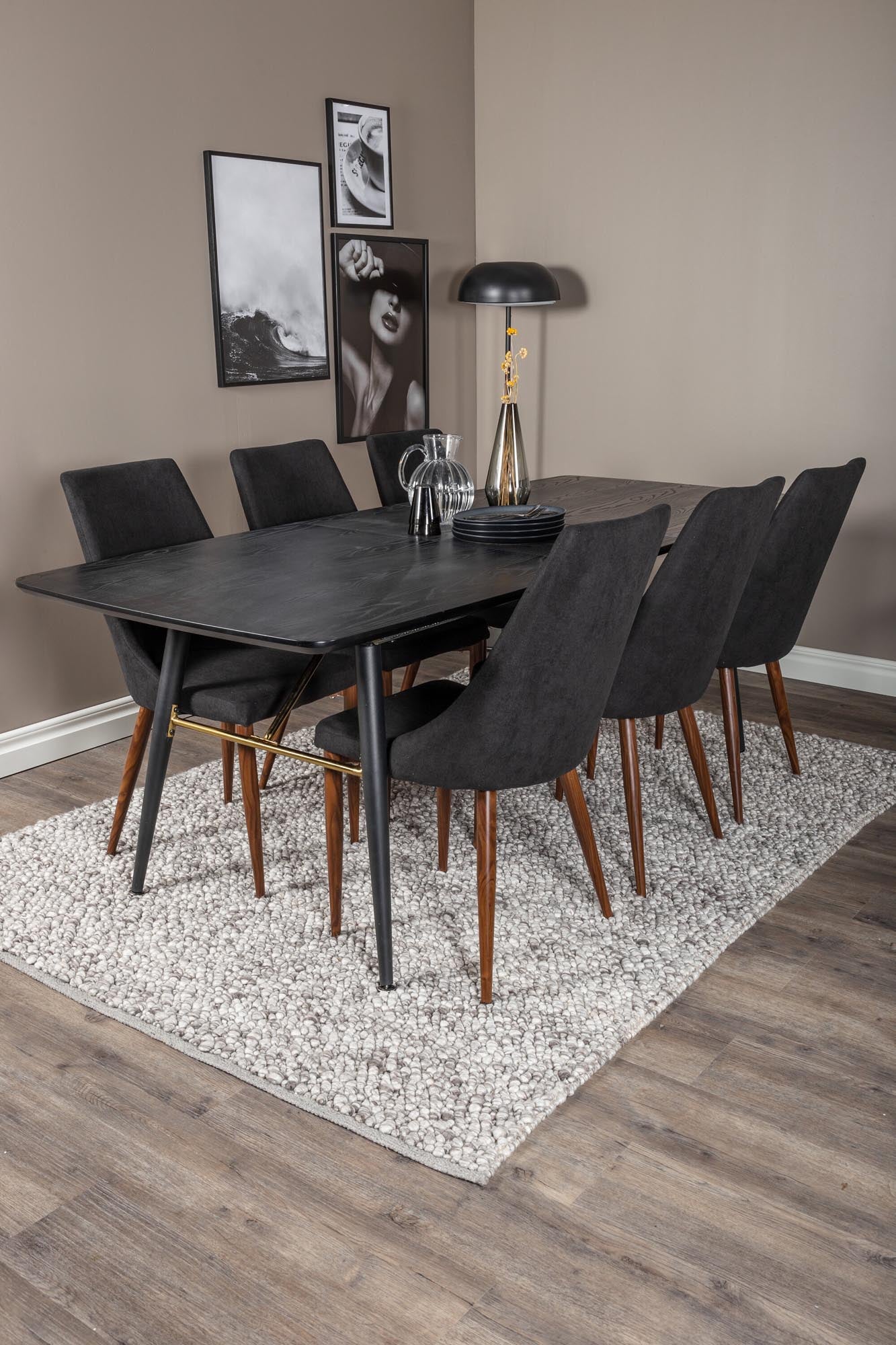 Elegantes Esszimmerset Leone 180cm, ausziehbar, 6 Stühle, Venture Home.