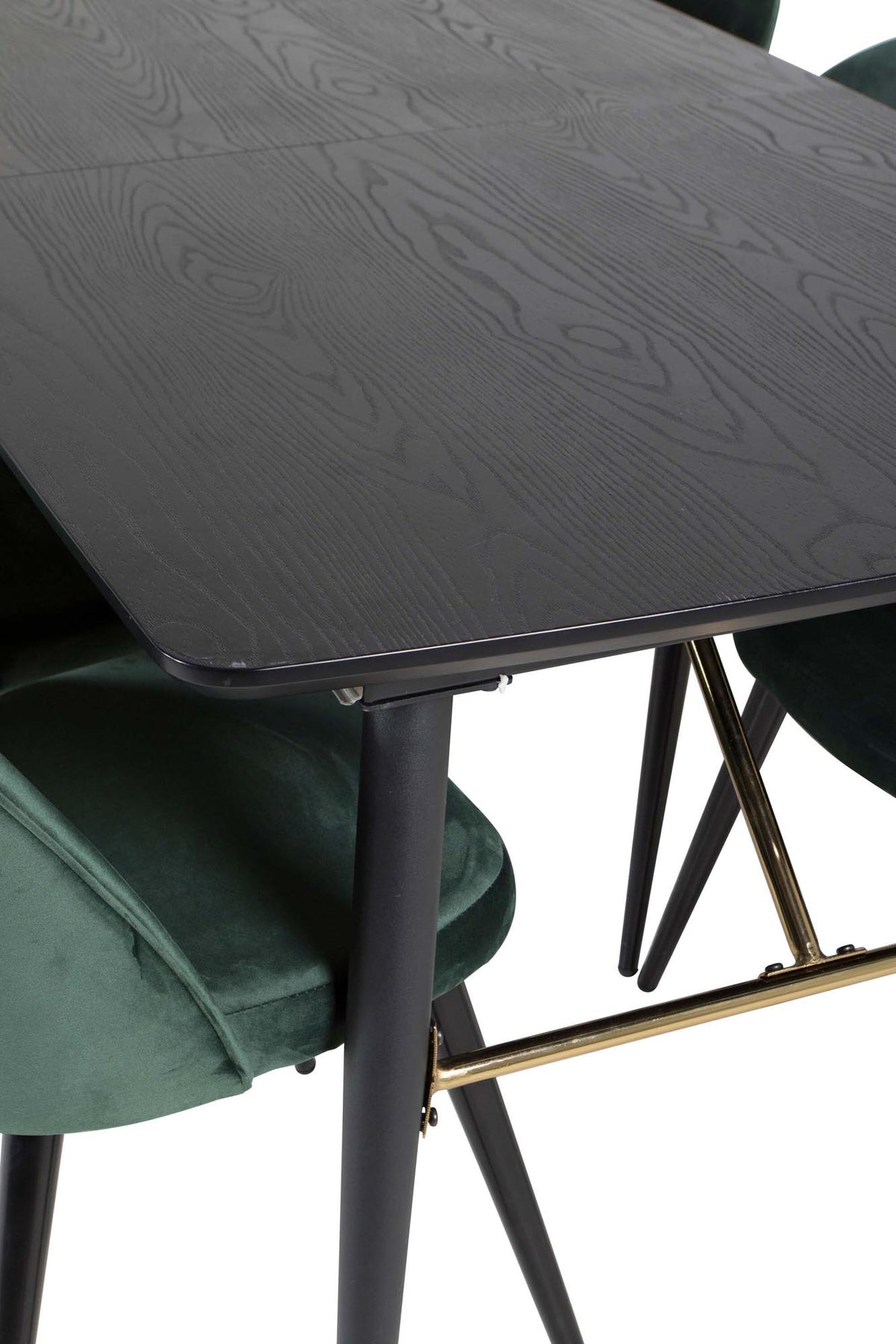Gold Esszimmerset ausziehbar + Velvet 180cm/6St. in Schwarz Grün präsentiert im Onlineshop von KAQTU Design AG. Esszimmerset ist von Venture Home