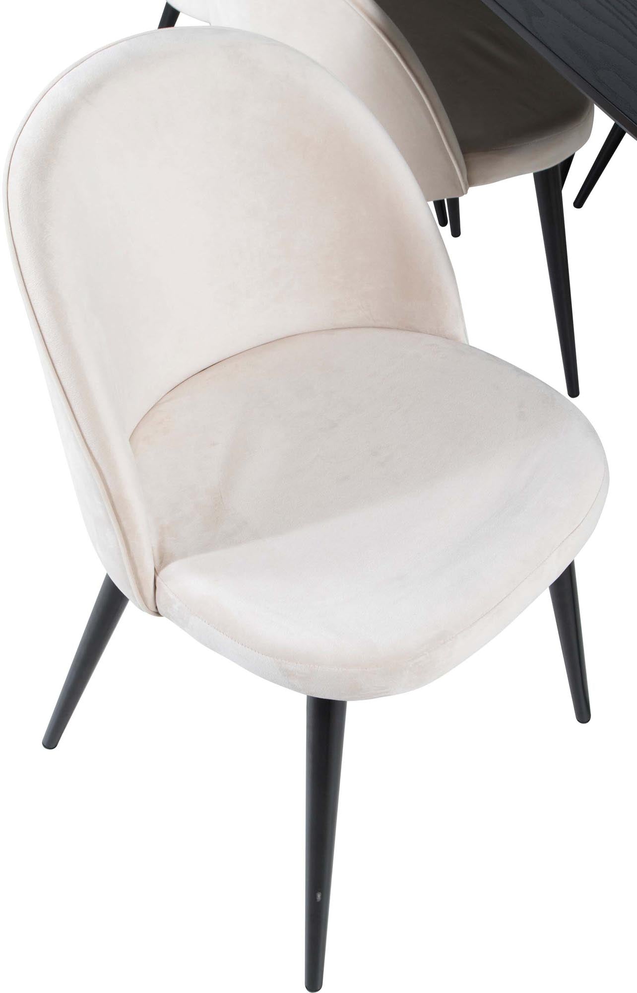 Elegantes Gold Esszimmerset: Ausziehbarer Tisch (180 cm) mit 6 stilvollen Samt-Stühlen für höchsten Komfort und modernes Wohnen.