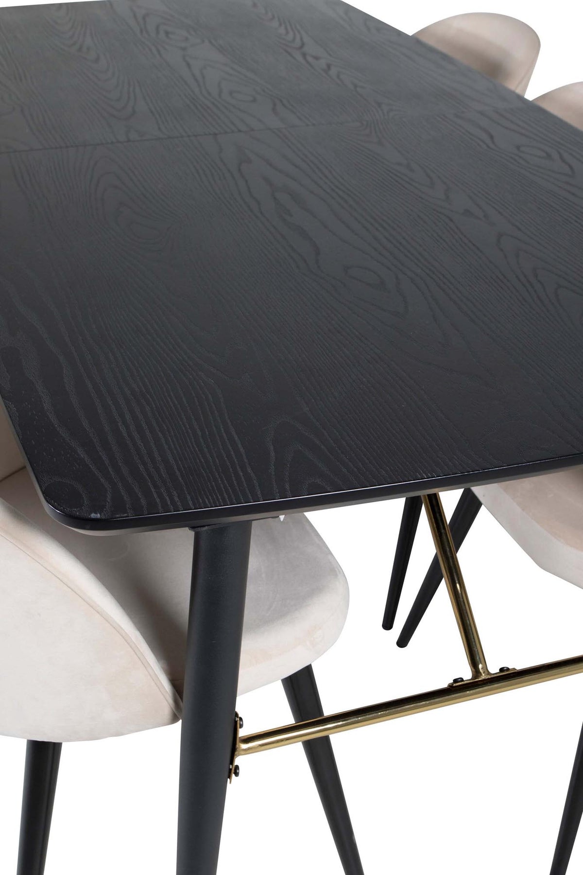 Gold Esszimmerset ausziehbar + Velvet 180cm/6St. in Beige, Schwarz präsentiert im Onlineshop von KAQTU Design AG. Esszimmerset ist von Venture Home