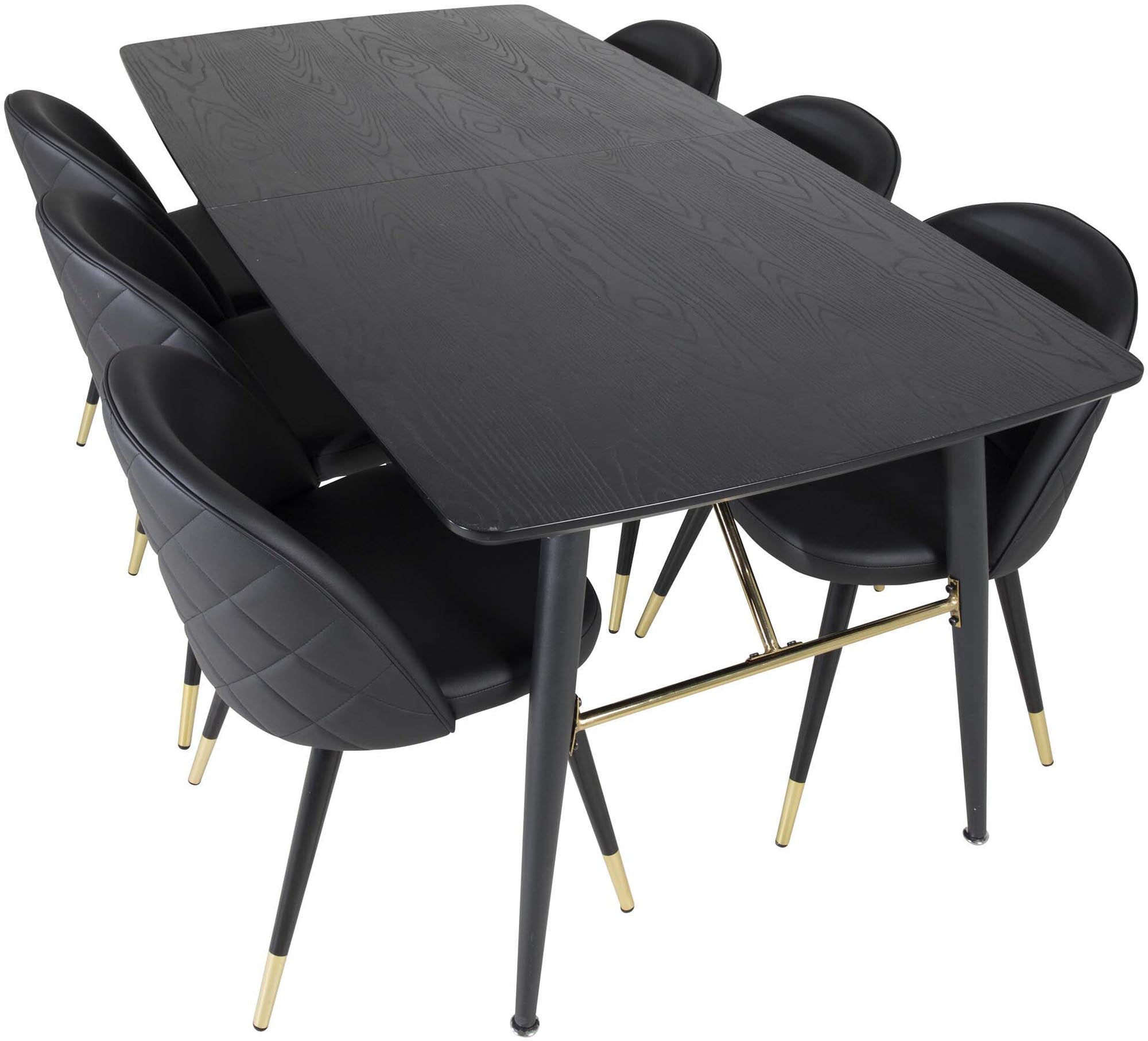 Luxuriöses Esszimmerset in Gold mit Samt, erweiterbar auf 180cm.