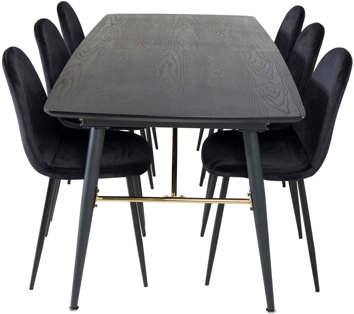 Gold Esszimmerset ausziehbar + Polar Dining 180cm/6St. in Schwarz präsentiert im Onlineshop von KAQTU Design AG. Esszimmerset ist von Venture Home