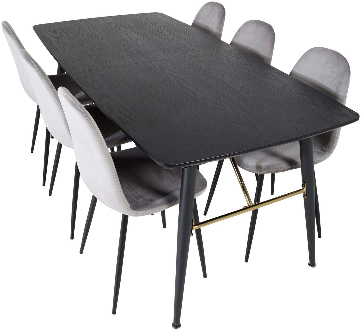Gold Esszimmerset ausziehbar + Polar Dining 180cm/6St. in Schwarzgrau präsentiert im Onlineshop von KAQTU Design AG. Esszimmerset ist von Venture Home