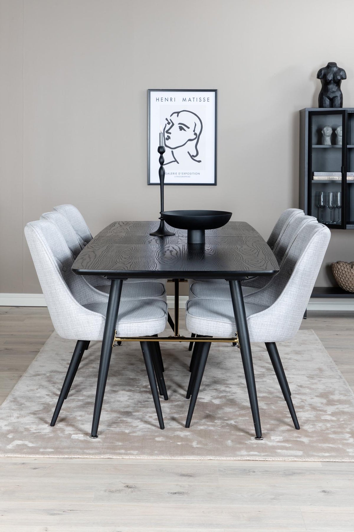 Gold Esszimmerset ausziehbar + Velvet Deluxe 180cm/6St. in Grau / Schwarz präsentiert im Onlineshop von KAQTU Design AG. Esszimmerset ist von Venture Home