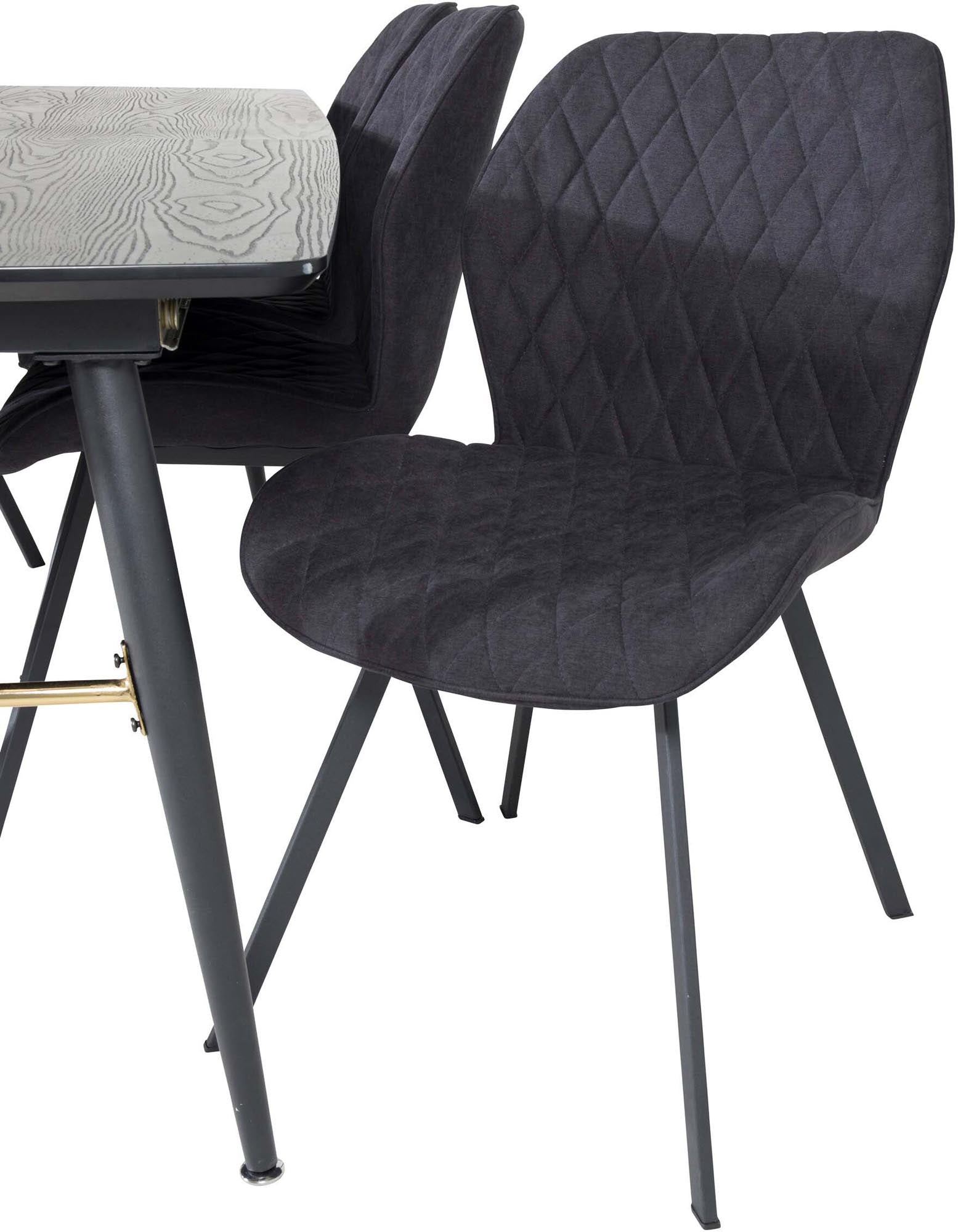 Luxuriöses Gold Esszimmerset 180cm, ausziehbar, 6 Stühle, Venture Home.