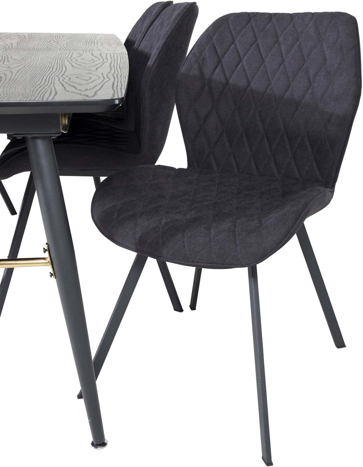 Gold Esszimmerset ausziehbar + Gemma 180cm/6St. in Schwarz präsentiert im Onlineshop von KAQTU Design AG. Esszimmerset ist von Venture Home