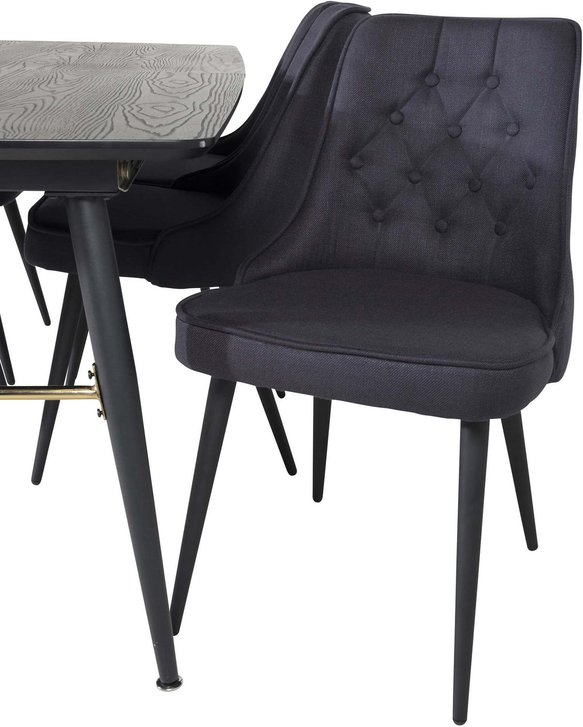 Gold Esszimmerset ausziehbar + Velvet Deluxe 180cm/6St. in Schwarz präsentiert im Onlineshop von KAQTU Design AG. Esszimmerset ist von Venture Home