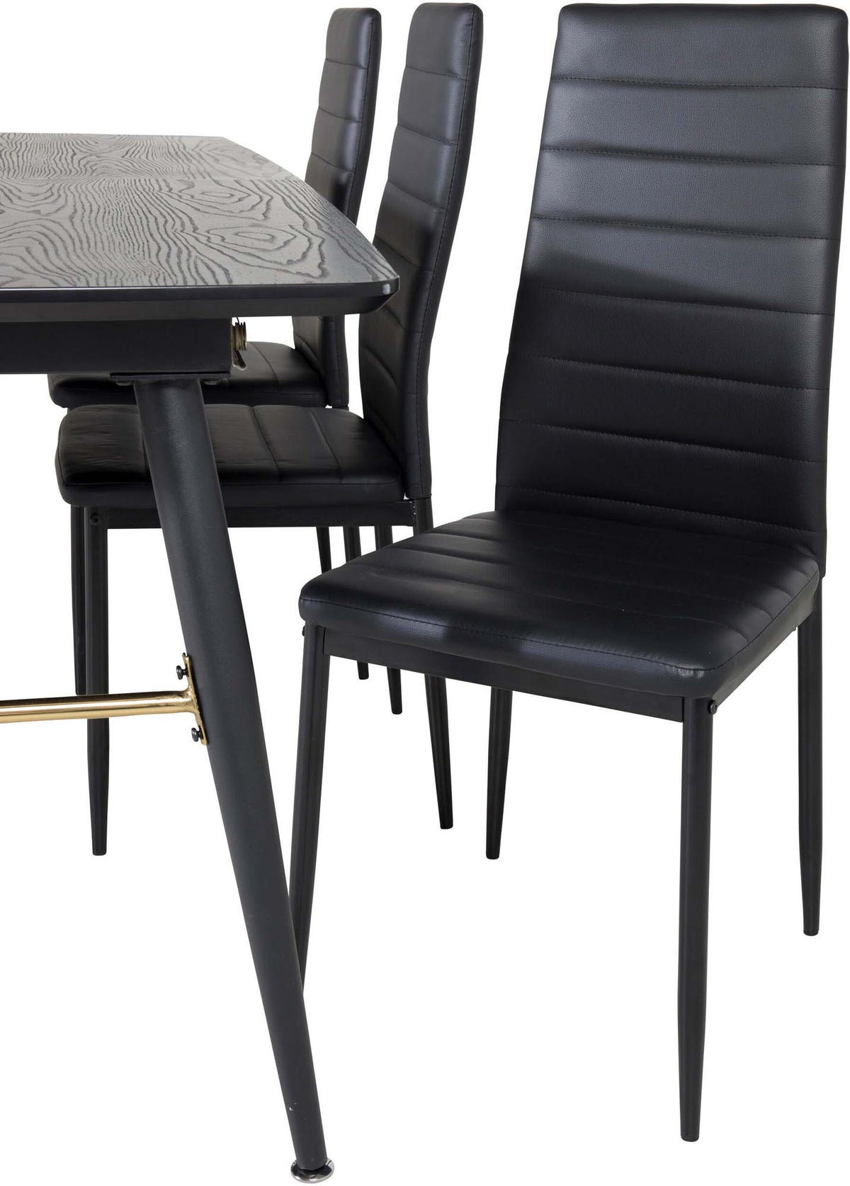 Gold Esszimmerset ausziehbar + Slim 180cm/6St. in Schwarz präsentiert im Onlineshop von KAQTU Design AG. Esszimmerset ist von Venture Home