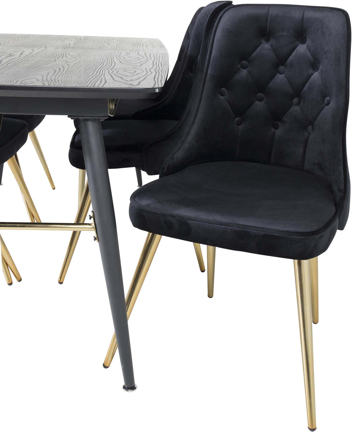 Gold Esszimmerset ausziehbar + Velvet Deluxe 180cm/6St. in Schwarz / Gold präsentiert im Onlineshop von KAQTU Design AG. Esszimmerset ist von Venture Home