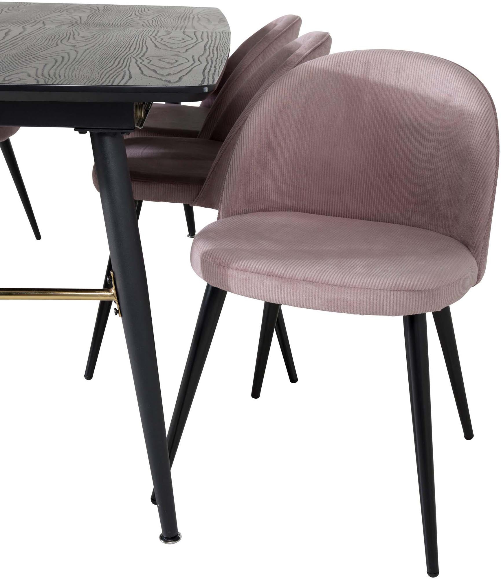 Elegantes Esszimmerset in Gold, ausziehbar auf 180 cm, inklusive 6 stilvollen Samt-Stühlen für höchsten Komfort und modernes Wohnen.