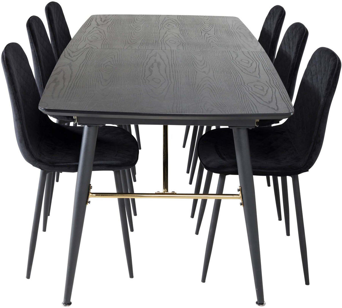 Gold Esszimmerset ausziehbar + Polar 180cm/6St. in Schwarz präsentiert im Onlineshop von KAQTU Design AG. Esszimmerset ist von Venture Home
