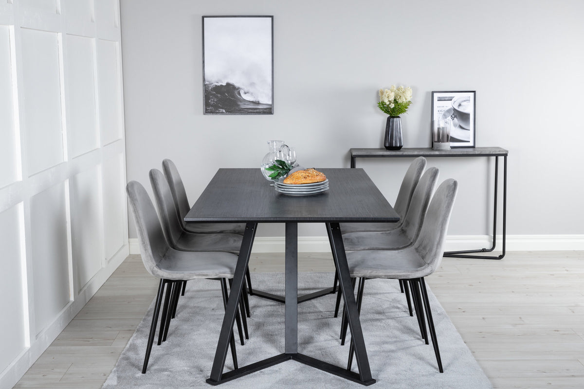 Marina Esszimmerset Polar 180cm/6St. in Schwarzgrau präsentiert im Onlineshop von KAQTU Design AG. Esszimmerset ist von Venture Home
