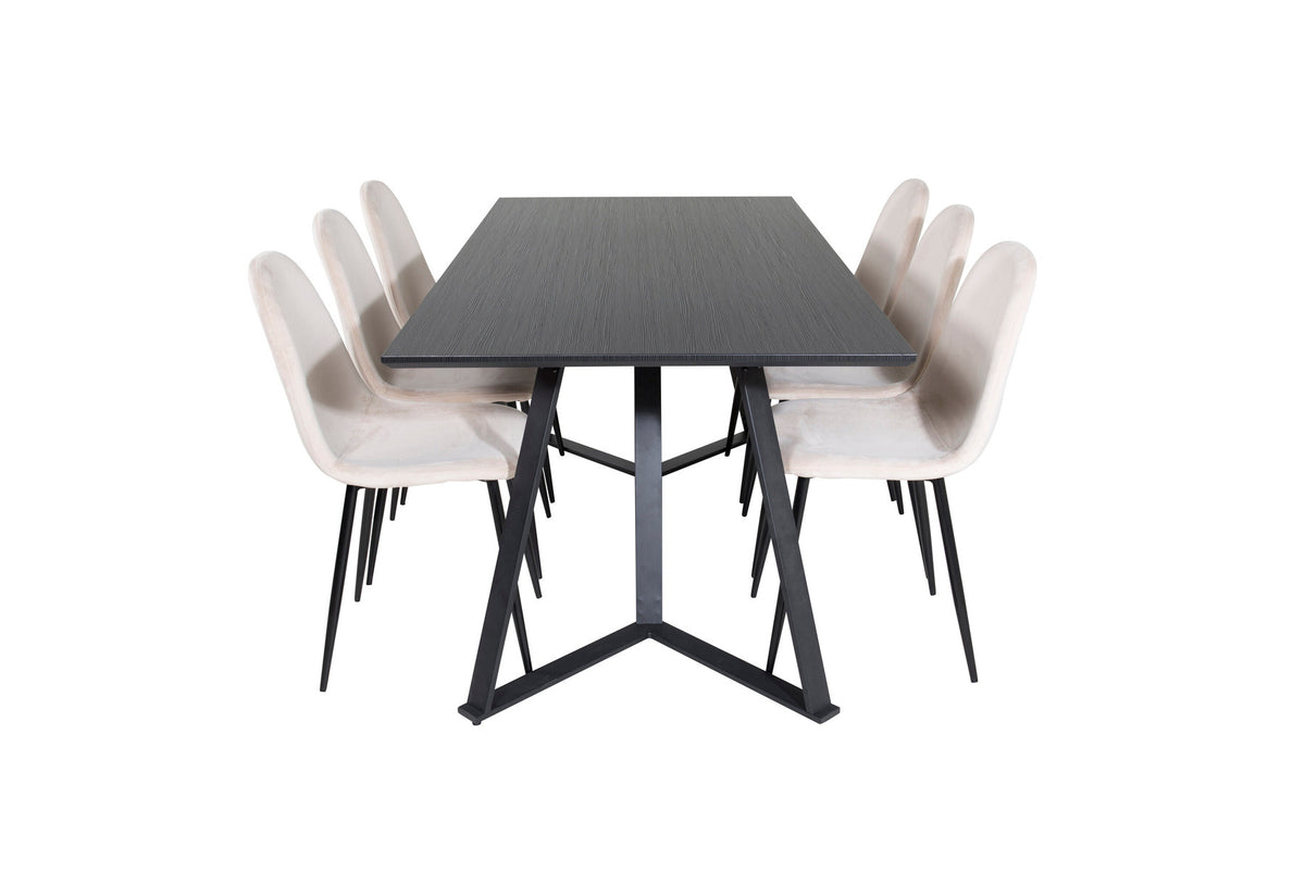 Marina Esszimmerset Polar 180cm/6St. in Beige, Schwarz präsentiert im Onlineshop von KAQTU Design AG. Esszimmerset ist von Venture Home