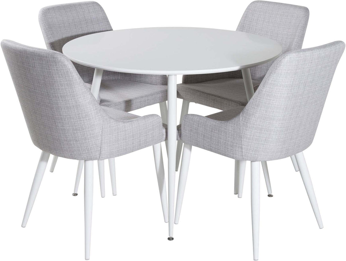 Plaza Esszimmerset ⌀100cm/4St. in Grau / Weiss präsentiert im Onlineshop von KAQTU Design AG. Esszimmerset ist von Venture Home