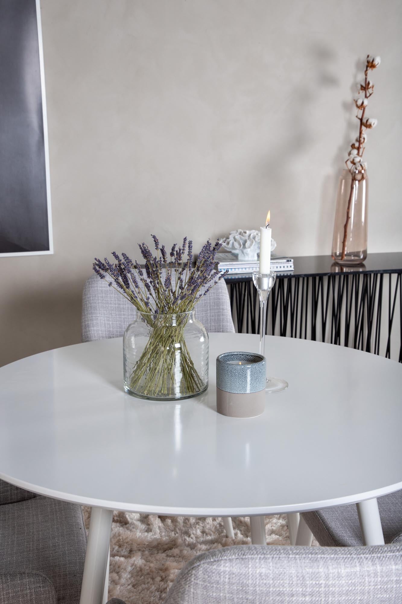 Modernes Plaza Esszimmerset ⌀100cm für 4 Personen von Venture Home. Hochwertige Materialien und ergonomische Stühle für stilvolle Essmomente.