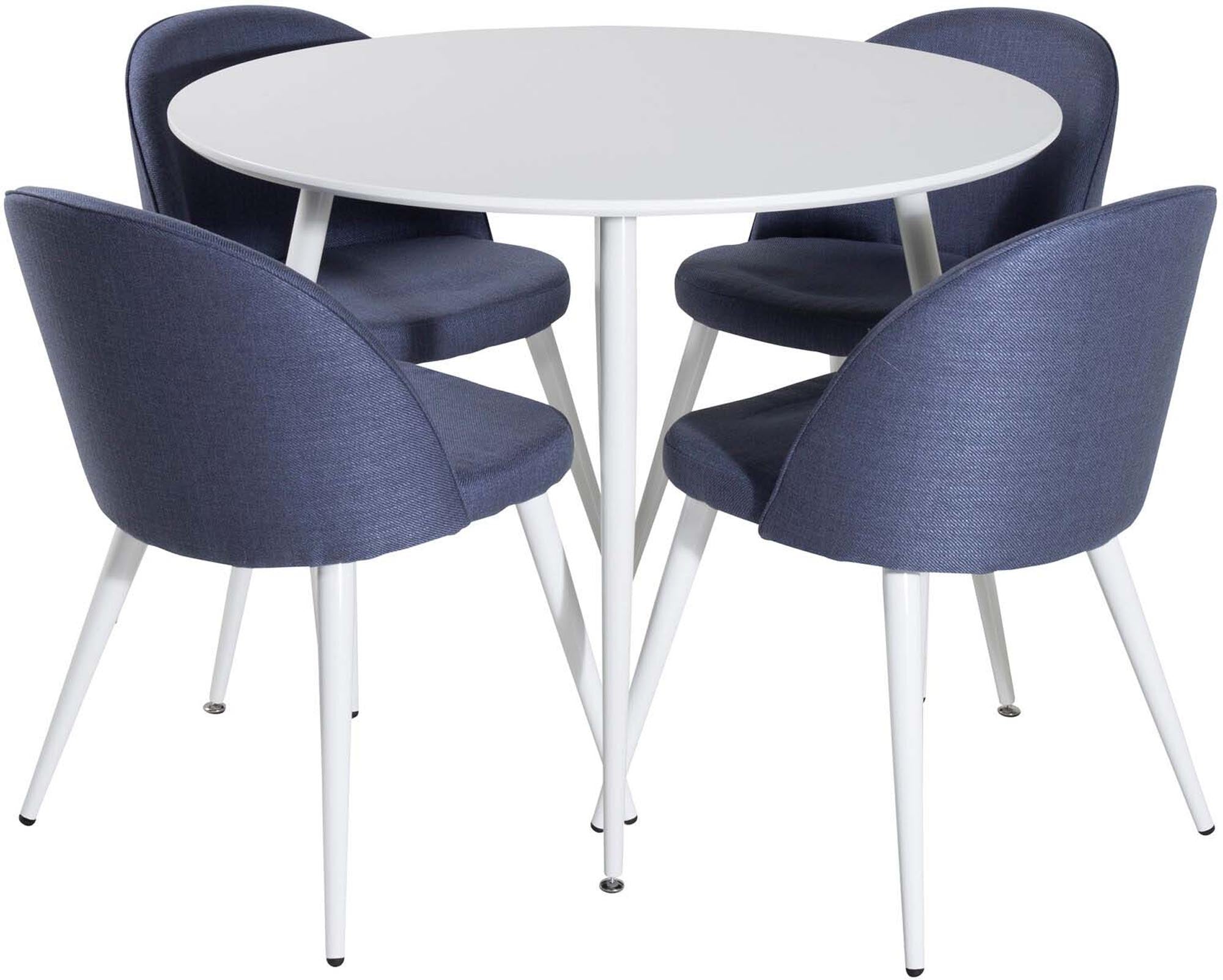 Stilvolles Plaza Esszimmer-Set mit Samt, 100cm Tisch, 4 Stühle.