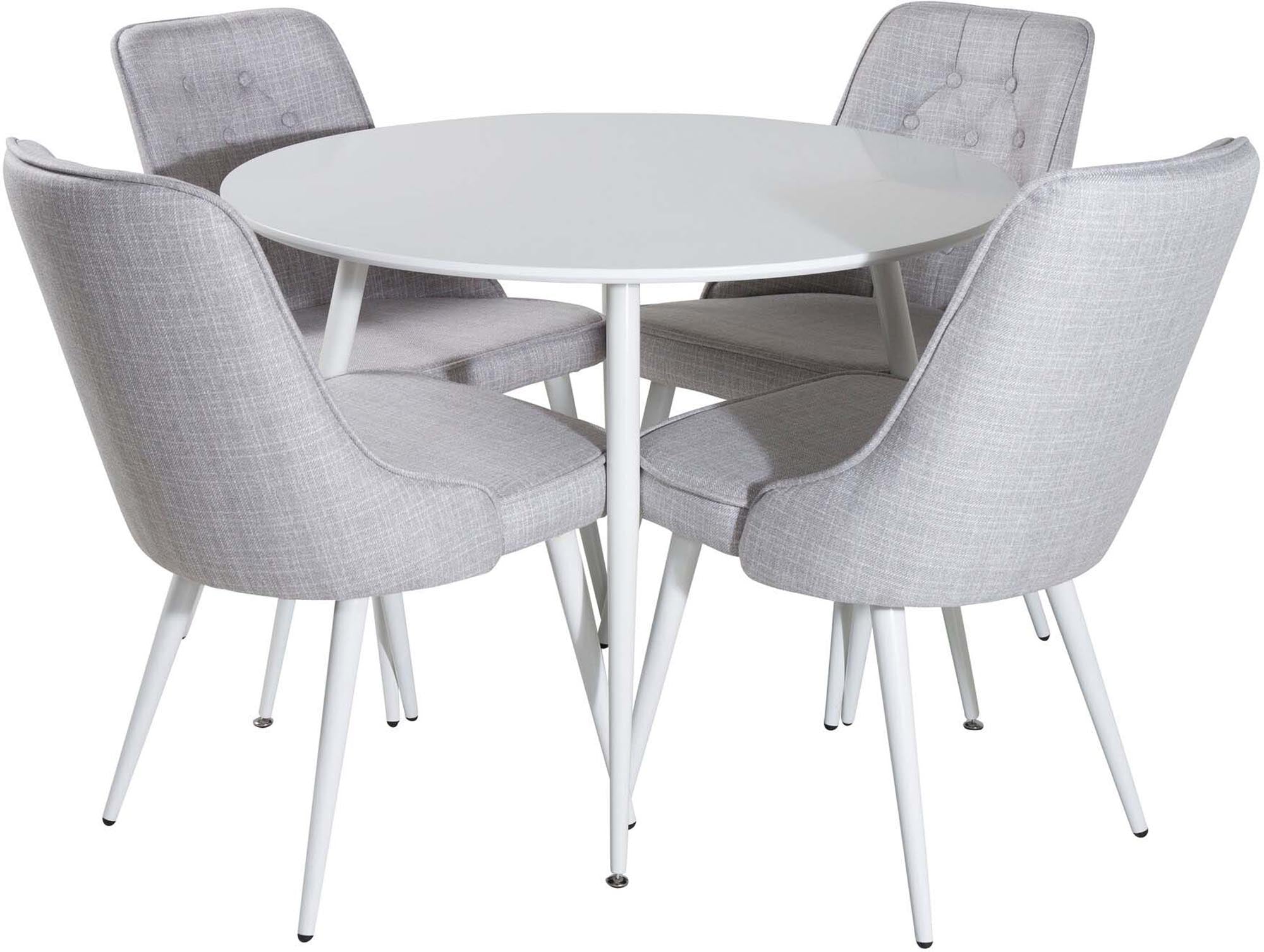 Stilvolles Plaza Esszimerset mit luxuriösen Velvet Deluxe Stühlen. Ideal für 4 Personen, robust und pflegeleicht für unvergessliche Essmomente.