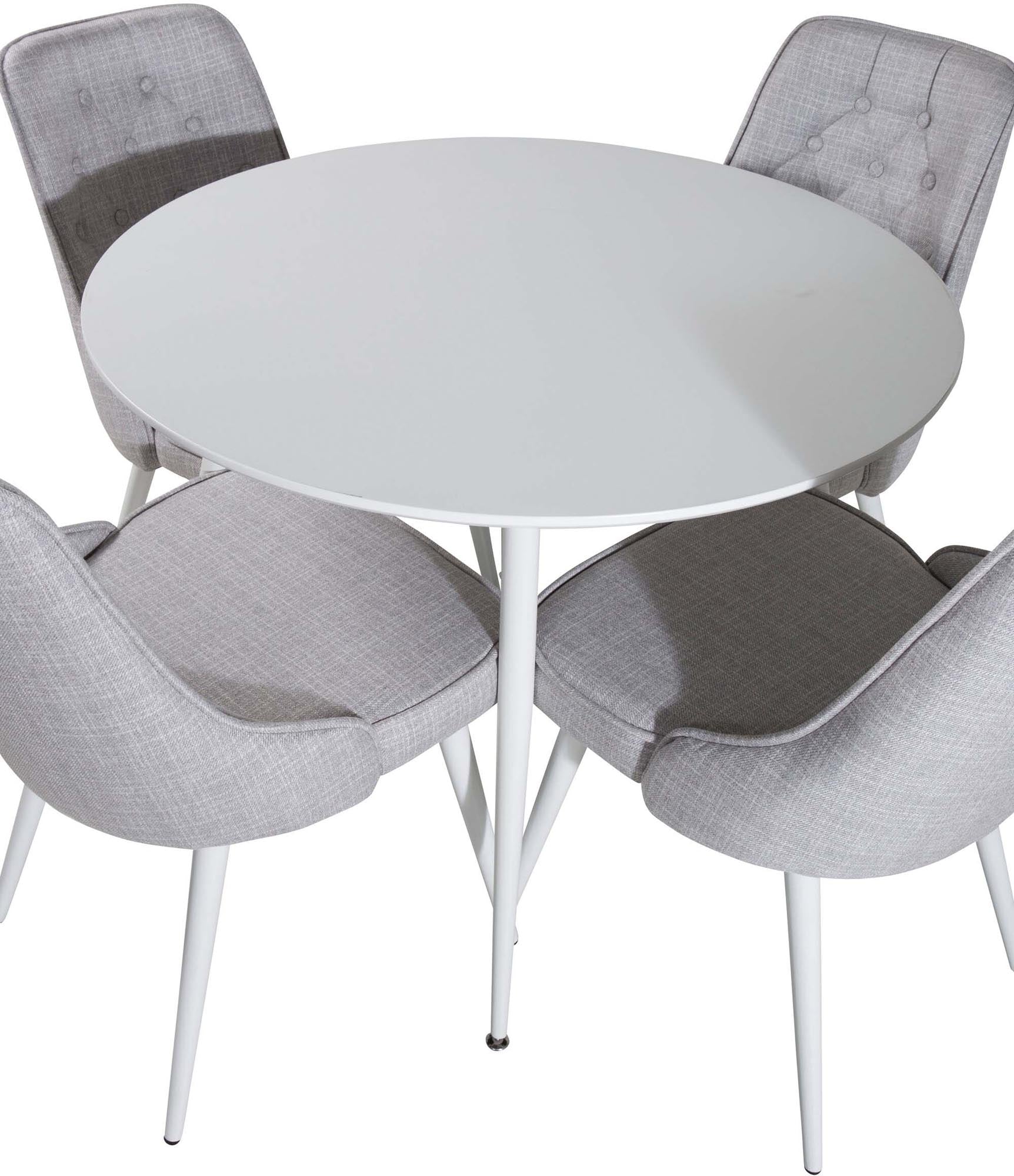 Stilvolles Plaza Esszimerset mit Velvet Deluxe, 100cm, 4 Stühle.