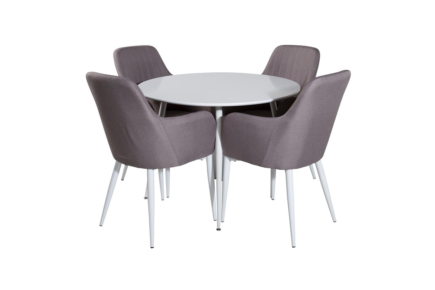Plaza Esszimmerset + Comfort ⌀100cm/4St. in Weiss / Grau präsentiert im Onlineshop von KAQTU Design AG. Esszimmerset ist von Venture Home