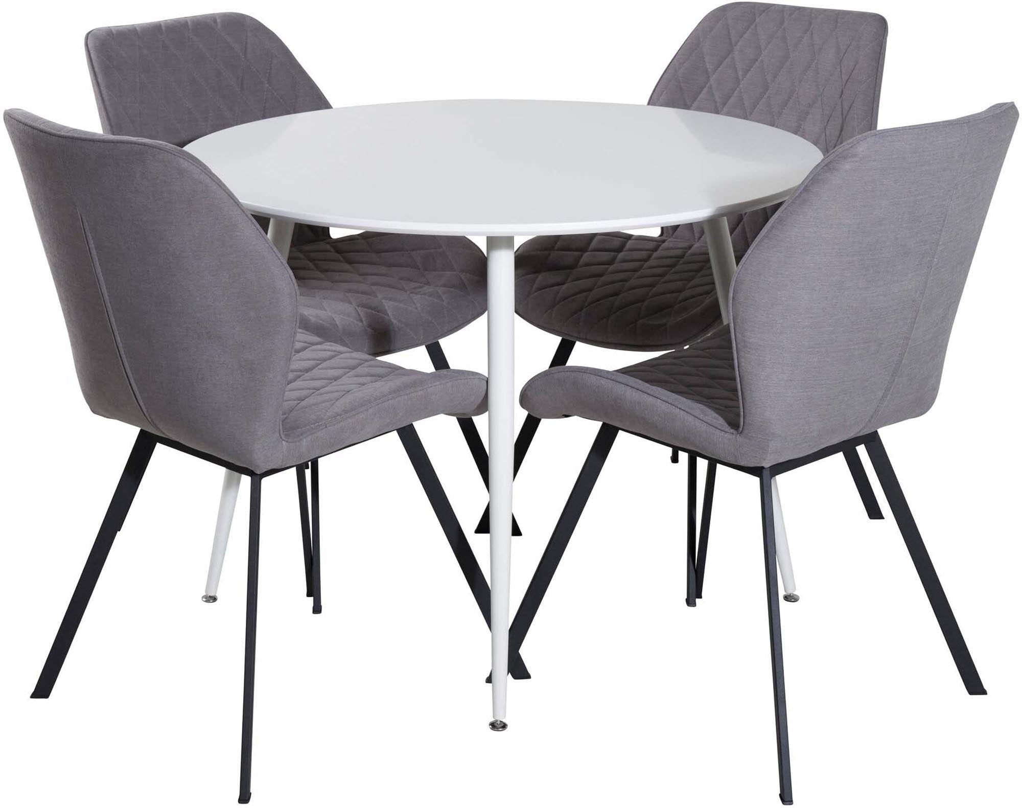 Plaza Esszimmerset + Gemma: Stilvolles Design trifft Komfort. Rundtisch und luxuriöse Stühle für einladende Esszimmeratmosphäre.