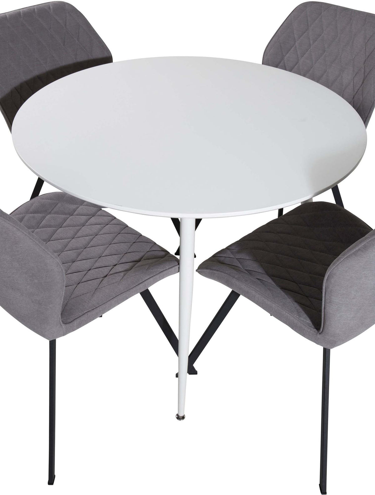 Plaza Esszimmerset + Gemma ⌀100cm/4St. in Weiss / Grau / Schwarz präsentiert im Onlineshop von KAQTU Design AG. Esszimmerset ist von Venture Home