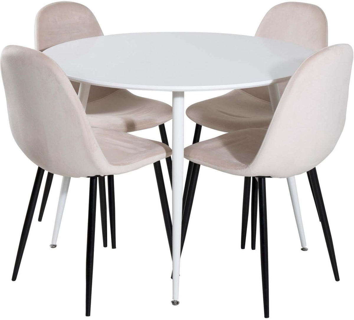 Plaza Esszimmerset + Polar ⌀100cm/4St. in Beige / Weiss / Schwarz präsentiert im Onlineshop von KAQTU Design AG. Esszimmerset ist von Venture Home