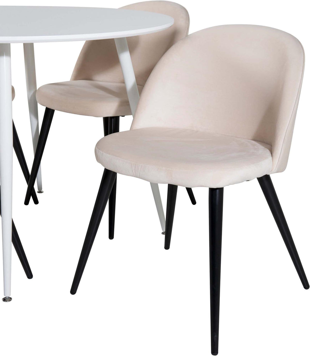 Plaza Esszimerset + Velvet ⌀100cm/4St. in Weiss / Beige / Schwarz präsentiert im Onlineshop von KAQTU Design AG. Esszimmerset ist von Venture Home