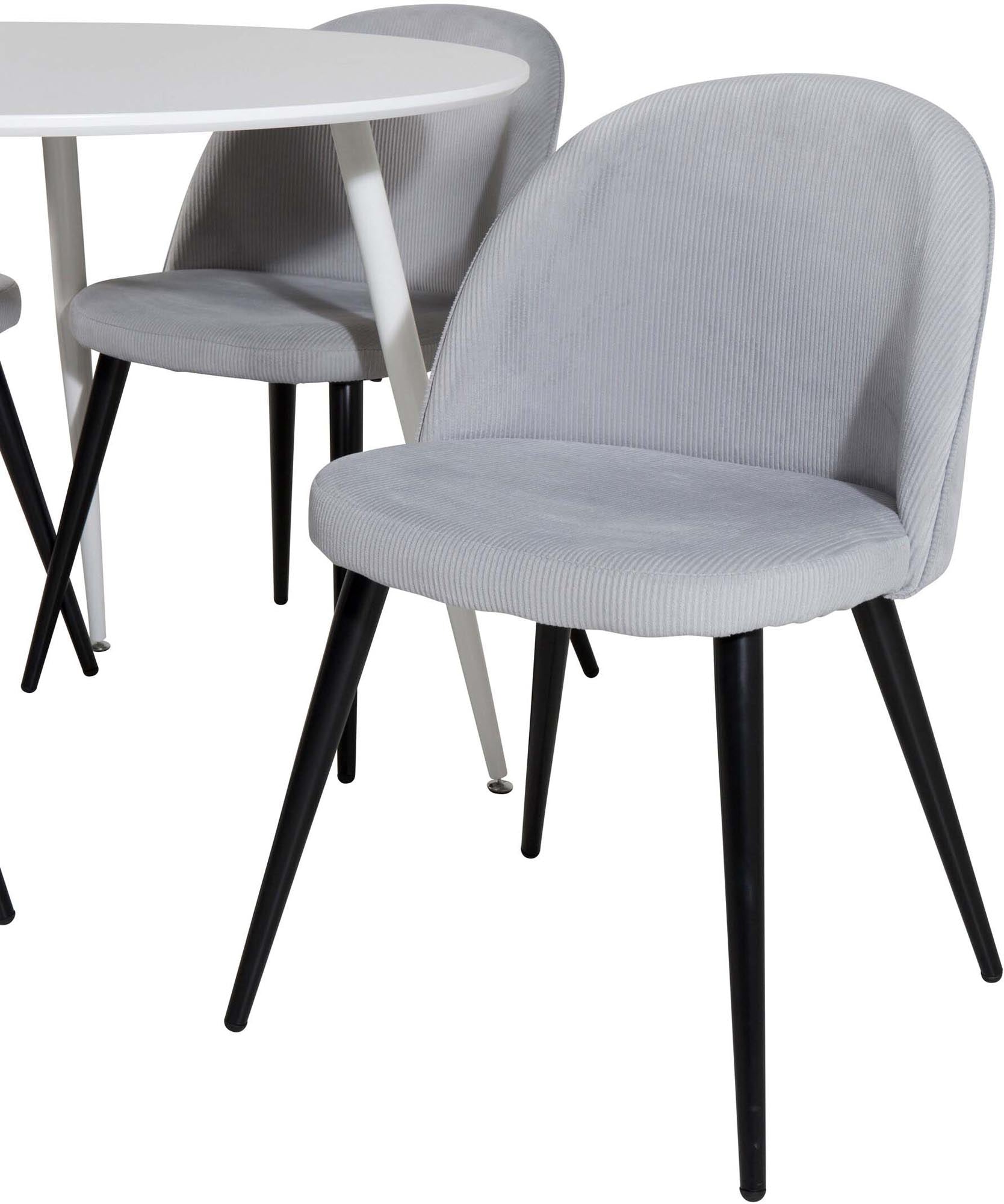 Stilvolles Plaza Esszimmer-Set mit 4 Samtstühlen, Ø100cm.