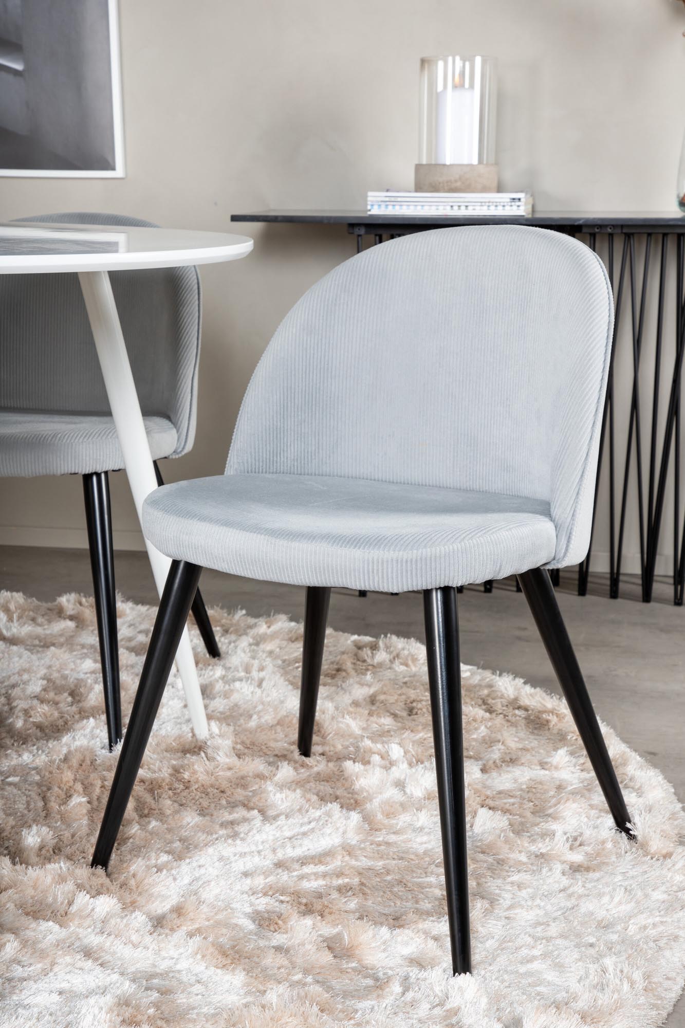 Elegantes Plaza Esszimmer-Set, Samt, Ø100cm, 4 Stühle, Venture Home.