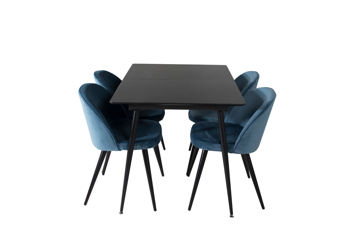 Silar Esszimmerset ausziehbar + Velvet 120cm/4St. in Schwarz / Blau präsentiert im Onlineshop von KAQTU Design AG. Esszimmerset ist von Venture Home