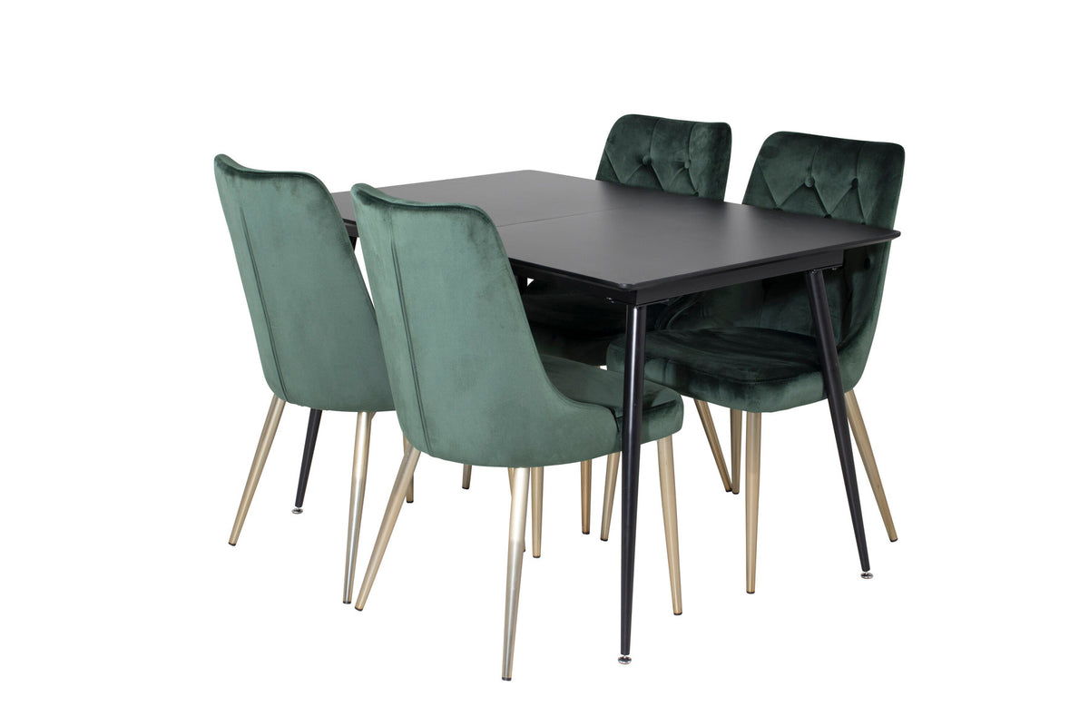 Silar Esszimmerset ausziehbar + Velvet Deluxe 120cm/4St. in Gold, Grün präsentiert im Onlineshop von KAQTU Design AG. Esszimmerset ist von Venture Home